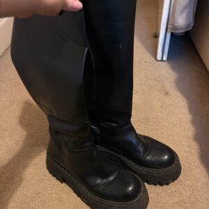 Zara Sleek Black Over the Knee Boots